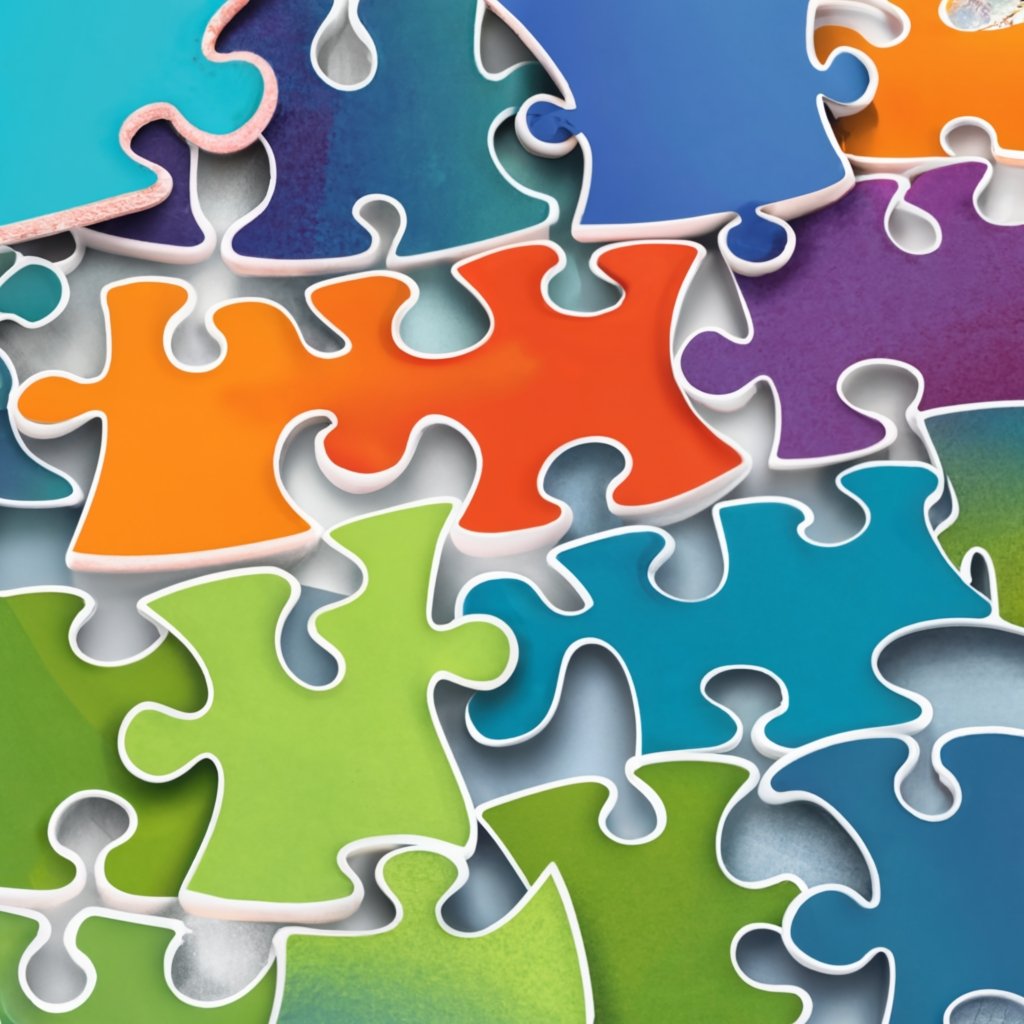 An illustration of puzzle pieces with transparent overlays, symbolizing organizational transparency through the layers of innovation. Assembled puzzle pieces reveal the intricacies of improved processes, promoting understanding and collaboration among stakeholder.