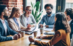 Diverse Group of Professionals in Discussion