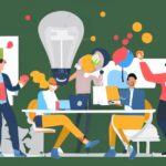 High-quality image featuring a dynamic team brainstorming innovative ideas in a modern workspace. A symbol of creativity and innovation.