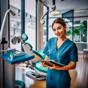 Image of a modern dental clinic featuring advanced equipment and a bright, welcoming atmosphere. The picture embodies the future of dentistry.