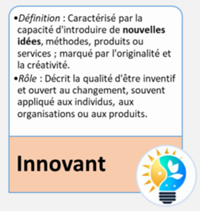 Schéma récapitulatif de la définition et du rôle de l'innovant.