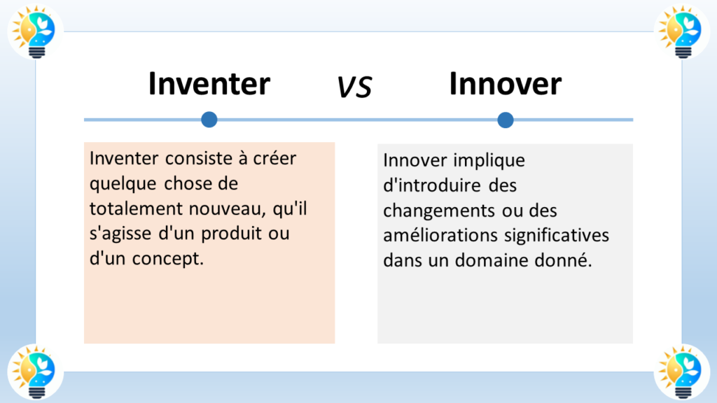 L'image  présente une comparaison entre l'invention et l'innovation. 